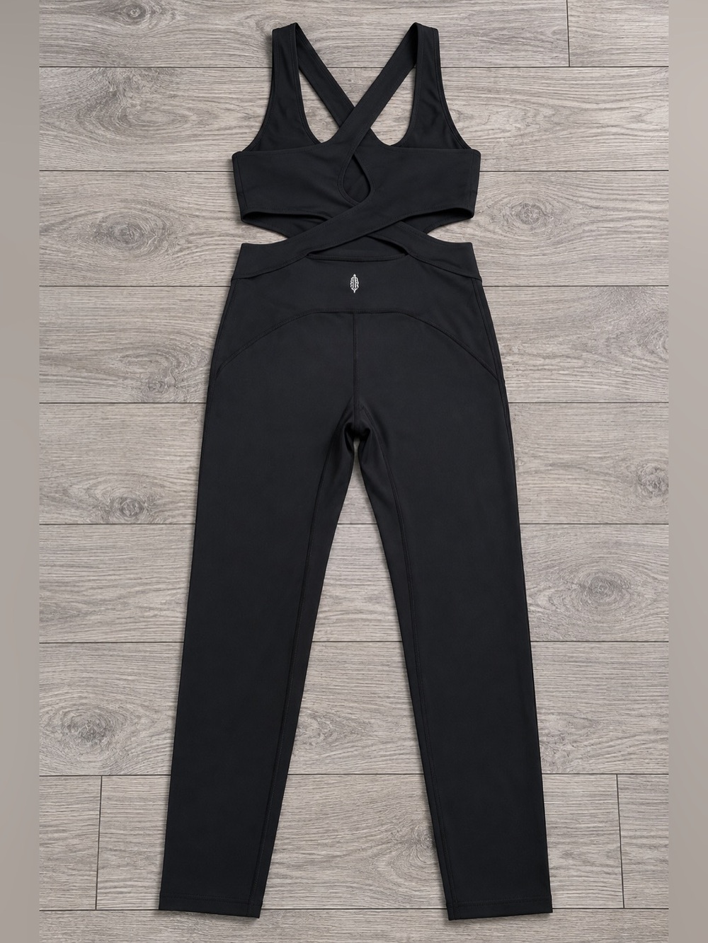 Free People FP Movement Back It Up Black Cutout Jumpsuit Size S